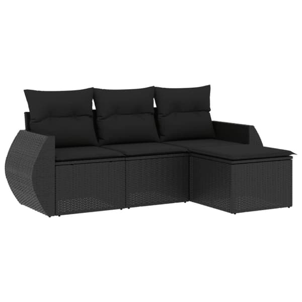 vidaXL sofasæt til haven 4 dele med hynder polyrattan sort