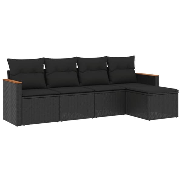 vidaXL sofasæt til haven 5 dele med hynder polyrattan sort