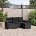Miniatyrbillede 3 af 3: vidaXL sofasæt til haven 4 dele med hynder polyrattan sort