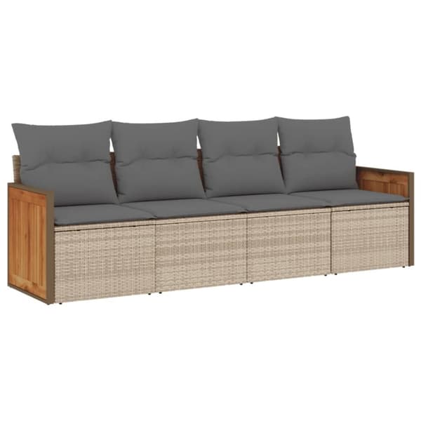vidaXL sofasæt til haven 4 dele med hynder polyrattan beige