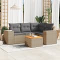 Miniatyrbillede 2 af 4: vidaXL sofasæt til haven 5 dele med hynder polyrattan beige
