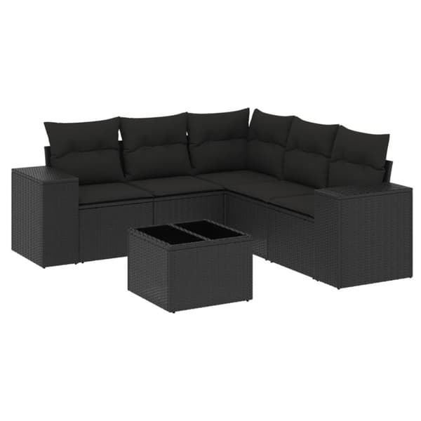 vidaXL sofasæt til haven 6 dele med hynder polyrattan sort