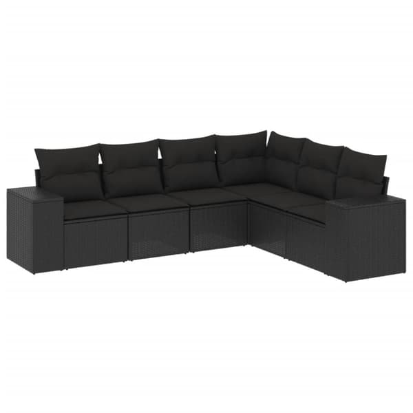 vidaXL sofasæt til haven 6 dele med hynder polyrattan sort
