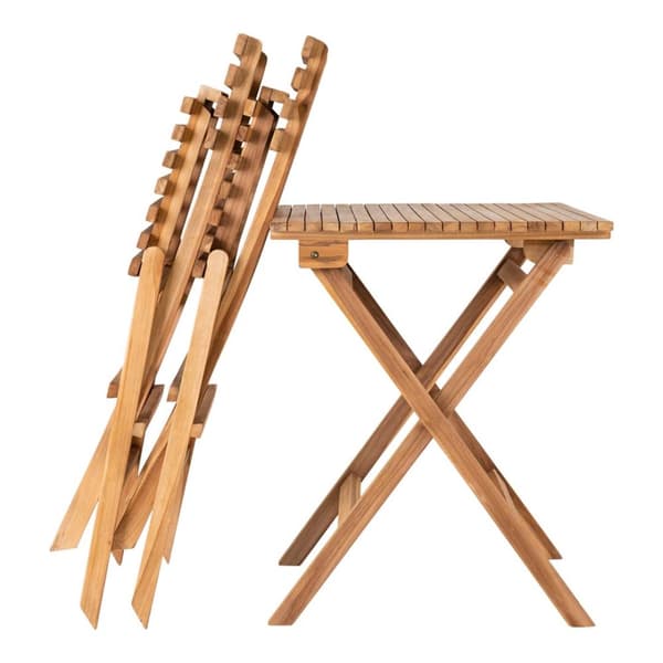 Cuenca kafésett sett med bord og 2 stoler teak.