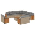 Miniatyrbillede 1 af 3: vidaXL sofasæt til haven 14 dele med hynder polyrattan beige