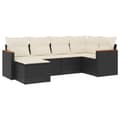 Miniatyrbillede 1 af 3: vidaXL sofasæt til haven 6 dele med hynder polyrattan sort