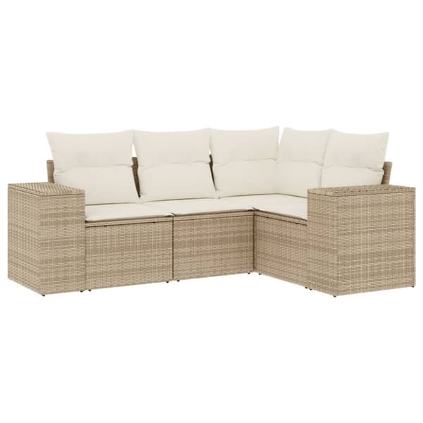 vidaXL sofasæt til haven 4 dele med hynder polyrattan beige