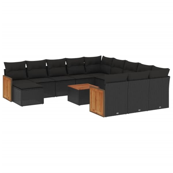 vidaXL sofasæt til haven 13 dele med hynder polyrattan sort