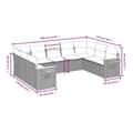 Miniatyrbillede 2 af 3: vidaXL sofasæt til haven 9 dele med hynder polyrattan grå