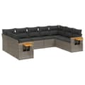 Miniatyrbillede 1 af 3: vidaXL sofasæt til haven 9 dele med hynder polyrattan grå