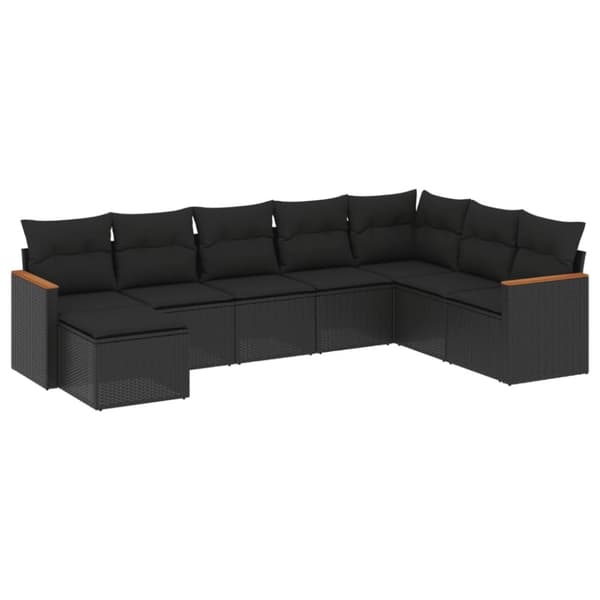 vidaXL sofasæt til haven 8 dele med hynder polyrattan sort