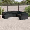 Miniatyrbillede 3 af 3: vidaXL sofasæt til haven 11 dele med hynder polyrattan sort