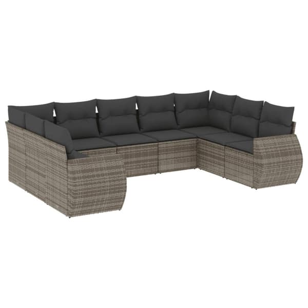 vidaXL sofasæt til haven 9 dele med hynder polyrattan grå