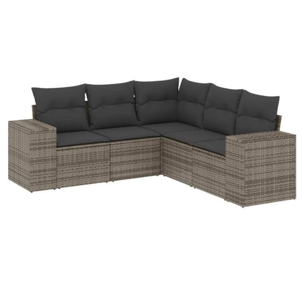 vidaXL sofasæt 5 dele med hynder polyrattan grå