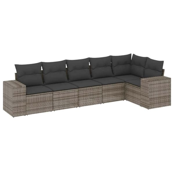 vidaXL sofasæt til haven 6 dele med hynder polyrattan grå