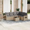 Miniatyrbillede 3 af 3: vidaXL sofasæt til haven 7 dele med hynder polyrattan beige