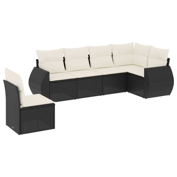 vidaXL sofasæt til haven 6 dele med hynder polyrattan sort