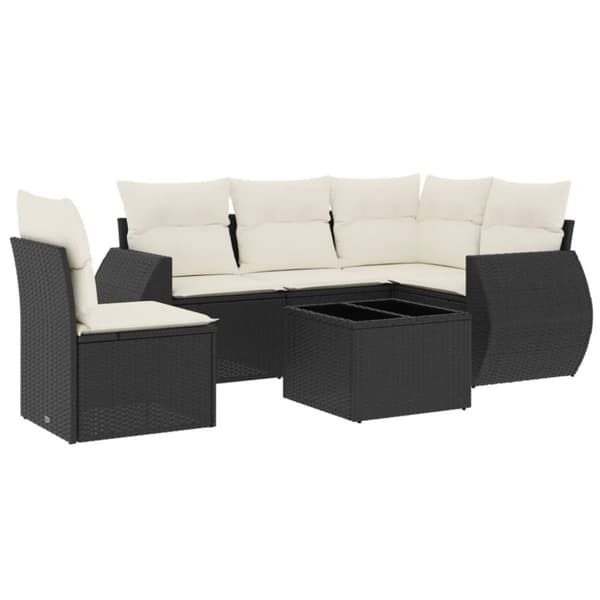 vidaXL sofasæt til haven 6 dele med hynder polyrattan sort