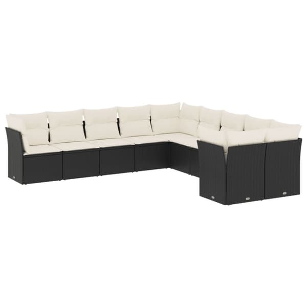 vidaXL sofasæt til haven 10 dele med hynder polyrattan sort
