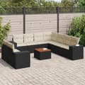 Miniatyrbillede 3 af 3: vidaXL sofasæt til haven 10 dele med hynder polyrattan sort