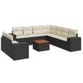 Miniatyrbillede 1 af 3: vidaXL sofasæt til haven 10 dele med hynder polyrattan sort