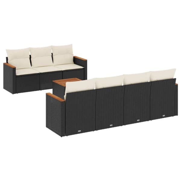 vidaXL sofasæt til haven 8 dele med hynder polyrattan sort