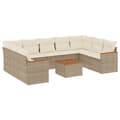 Miniatyrbillede 1 af 3: vidaXL sofasæt til haven 10 dele med hynder polyrattan beige