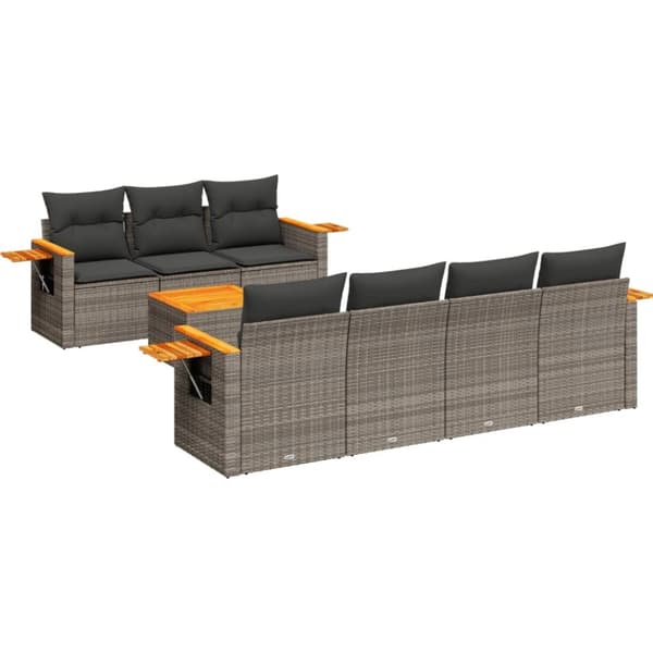 vidaXL sofasæt til haven 8 dele med hynder polyrattan grå