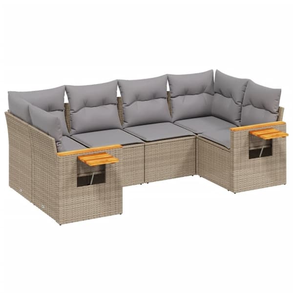 vidaXL sofasæt til haven 6 dele med hynder polyrattan beige