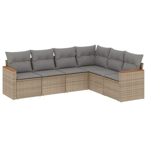 vidaXL sofasæt til haven 6 dele med hynder polyrattan beige