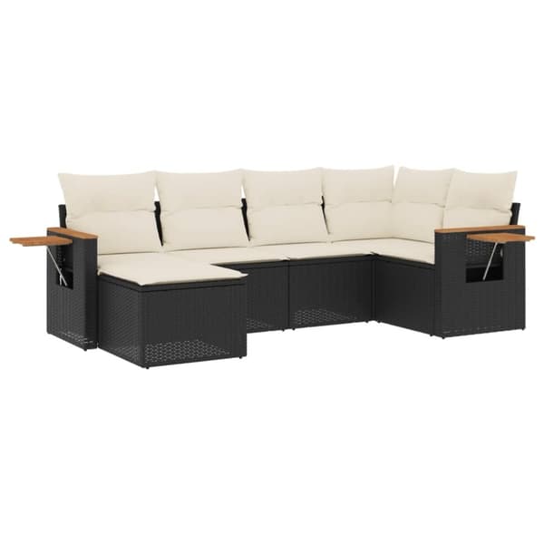 vidaXL sofasæt til haven 6 dele med hynder polyrattan sort