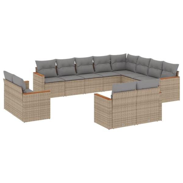 vidaXL sofasæt til haven 12 dele med hynder polyrattan beige
