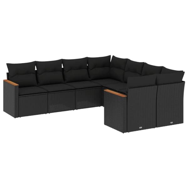 vidaXL sofasæt til haven 8 dele med hynder polyrattan sort