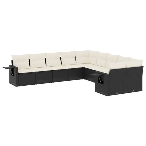 vidaXL sofasæt til haven 10 dele med hynder polyrattan sort