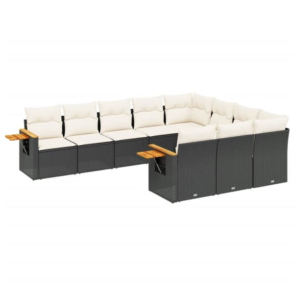 vidaXL sofasæt til haven 10 dele med hynder polyrattan sort