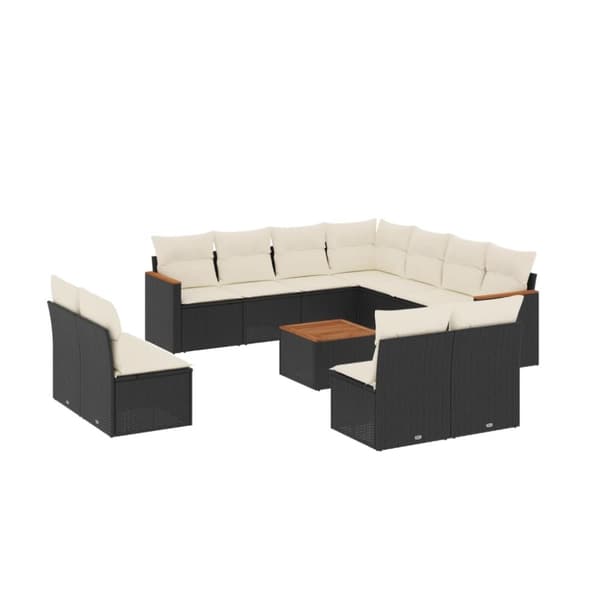 vidaXL sofasæt til haven 12 dele med hynder polyrattan sort