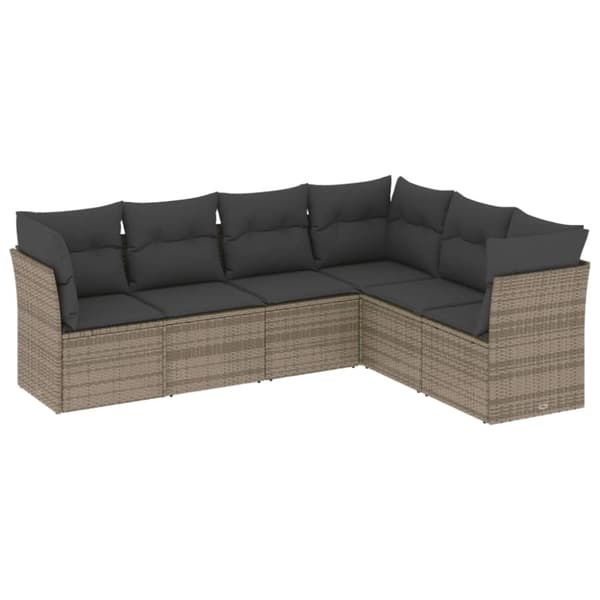 vidaXL sofasæt til haven 6 dele med hynder polyrattan grå