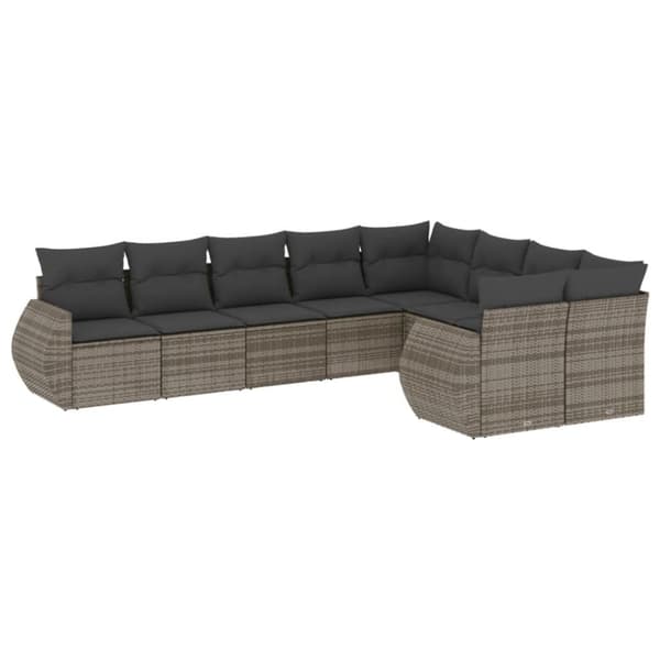 vidaXL sofasæt til haven 9 dele med hynder polyrattan grå