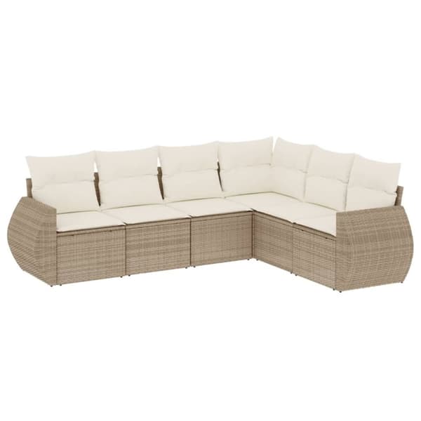 vidaXL sofasæt til haven 6 dele med hynder polyrattan beige