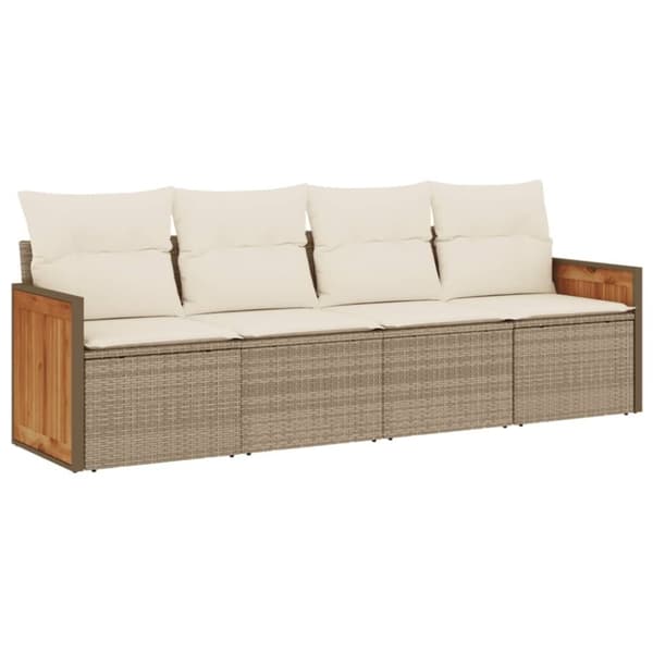 vidaXL sofasæt til haven 4 dele med hynder polyrattan beige