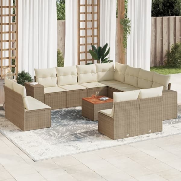 vidaXL sofasæt til haven 12 dele med hynder polyrattan beige
