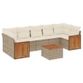 Miniatyrbillede 1 af 11: vidaXL sofasæt til haven 8 dele med hynder polyrattan beige