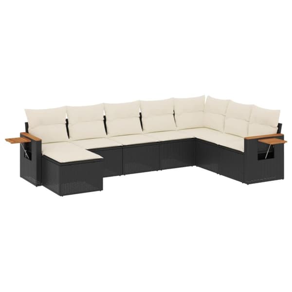 vidaXL sofasæt til haven 8 dele med hynder polyrattan sort