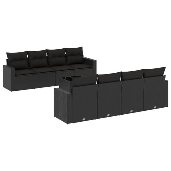 vidaXL sofasæt til haven 9 dele med hynder polyrattan sort