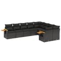 Miniatyrbillede 1 af 11: vidaXL sofasæt til haven 9 dele med hynder polyrattan sort