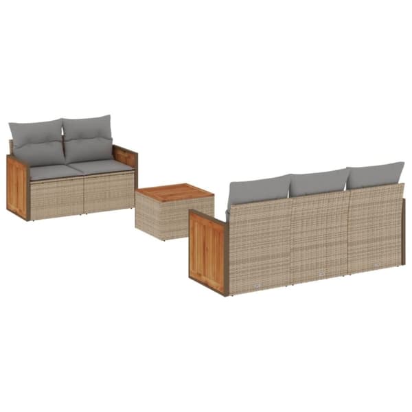 vidaXL sofasæt til haven 6 dele med hynder polyrattan beige