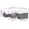 Miniatyrbillede 9 af 11: vidaXL sofasæt til haven 9 dele med hynder polyrattan sort