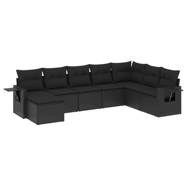 vidaXL sofasæt til haven 8 dele med hynder polyrattan sort