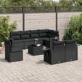 Miniatyrbillede 3 af 3: vidaXL sofasæt til haven 9 dele med hynder polyrattan sort