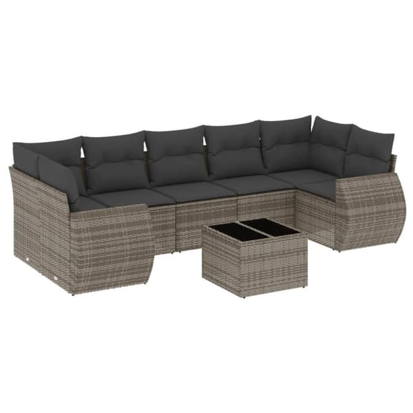 vidaXL sofasæt til haven 8 dele med hynder polyrattan grå